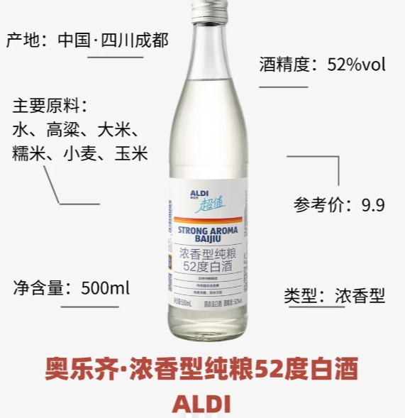 每天认识一款酒｜奥乐齐·浓香型纯粮52度白酒 